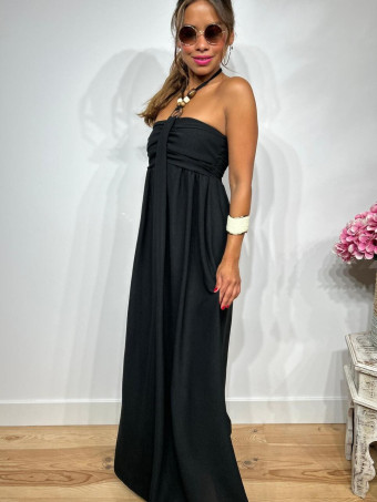 Vestido Arandela y Abalorios TUWIR Negro HEVE