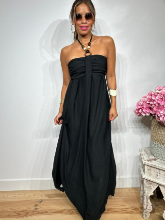 Vestido Arandela y Abalorios TUWIR Negro HEVE