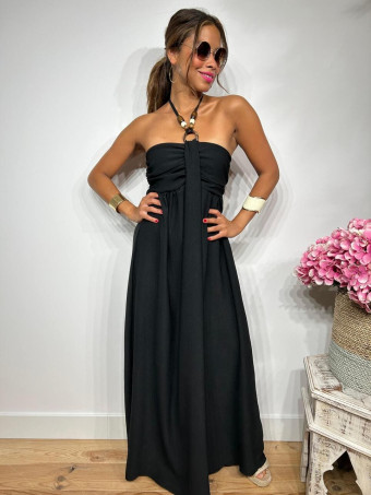 Vestido Arandela y Abalorios TUWIR Negro HEVE
