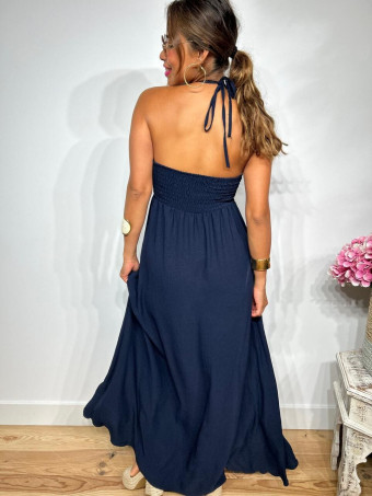 Vestido Arandela y Abalorios TUWIR Marino HEVE