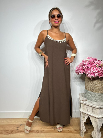 Vestido Largo Charms AZUKA Marrón HEVE