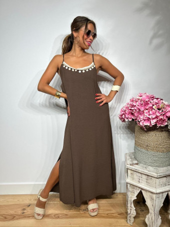Vestido Largo Charms AZUKA Marrón HEVE