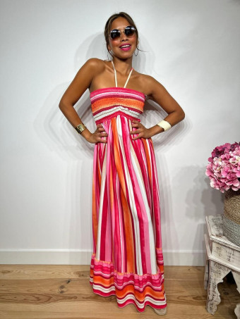 Vestido Rayas Nido de Abeja SHEEGER Rosa HEVE