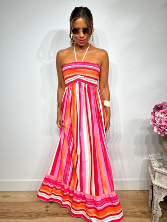 Vestido Rayas Nido de Abeja SHEEGER Rosa HEVE