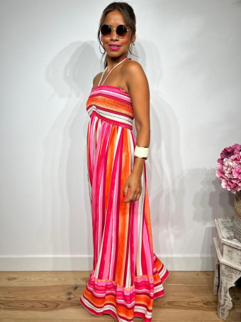 Vestido Rayas Nido de Abeja SHEEGER Rosa HEVE