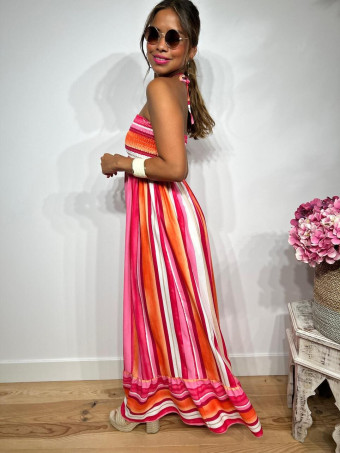 Vestido Rayas Nido de Abeja SHEEGER Rosa HEVE
