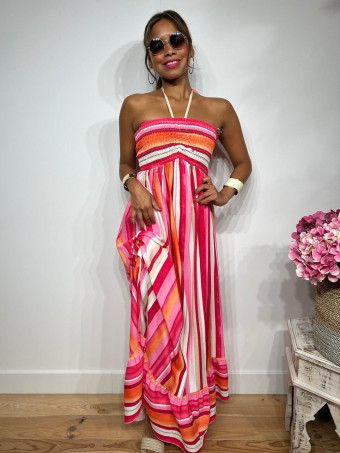 Vestido Rayas Nido de Abeja SHEEGER Rosa HEVE