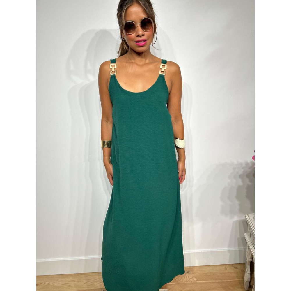 Vestido Eslabones NARELLA Verde Pino HEVE Vestido Eslabones NARELLA Verde Pino HEVE