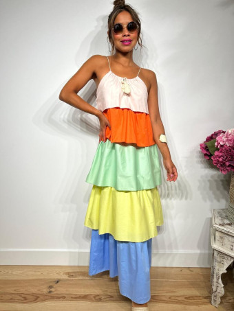 Vestido Volantes Color Block TARAKA HEVE