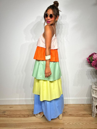 Vestido Volantes Color Block TARAKA HEVE