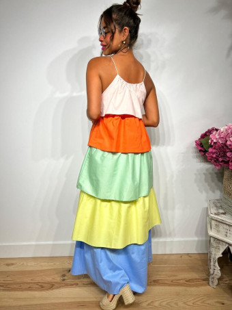 Vestido Volantes Color Block TARAKA HEVE
