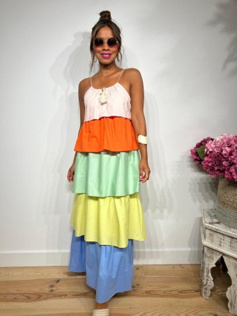 Vestido Volantes Color Block TARAKA HEVE