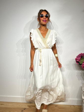 Vestido Largo Puntilla Crochet KENTHIR Blanco HEVE