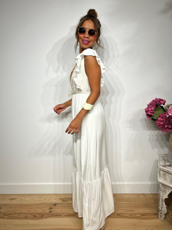 Vestido Largo Puntilla Crochet KENTHIR Blanco HEVE