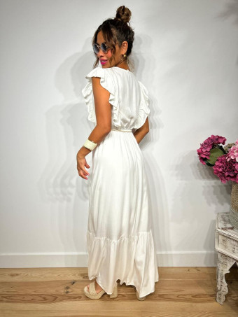 Vestido Largo Puntilla Crochet KENTHIR Blanco HEVE