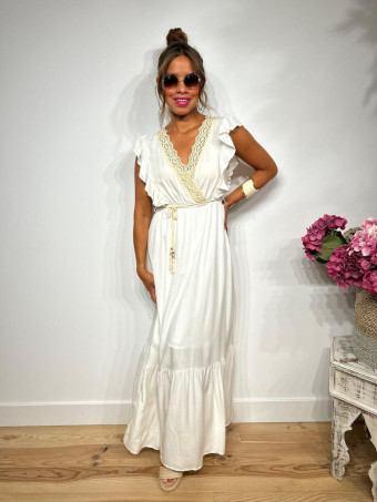 Vestido Largo Puntilla Crochet KENTHIR Blanco HEVE
