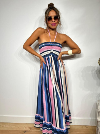 Vestido Rayas Nido de Abeja SHEEGER Azul HEVE