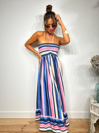 Vestido Rayas Nido de Abeja SHEEGER Azul HEVE
