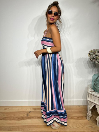 Vestido Rayas Nido de Abeja SHEEGER Azul HEVE