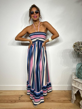 Vestido Rayas Nido de Abeja SHEEGER Azul HEVE