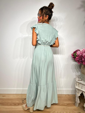 Vestido Largo Puntilla Crochet KENTHIR Aguamarina HEVE