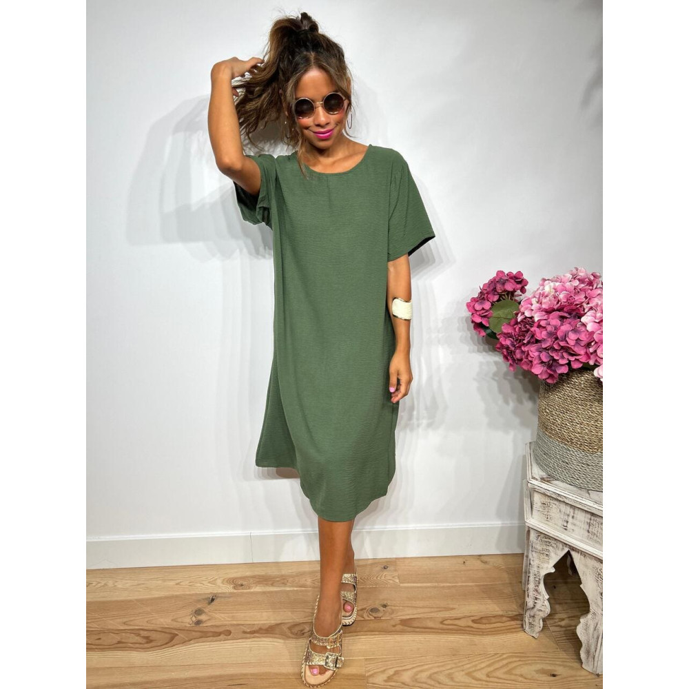 Vestido Corto Oversize MERAPHY Verde Militar HEVE Vestido Corto Oversize MERAPHY Verde Militar HEVE