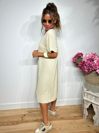 Vestido Corto Oversize MERAPHY Beige HEVE