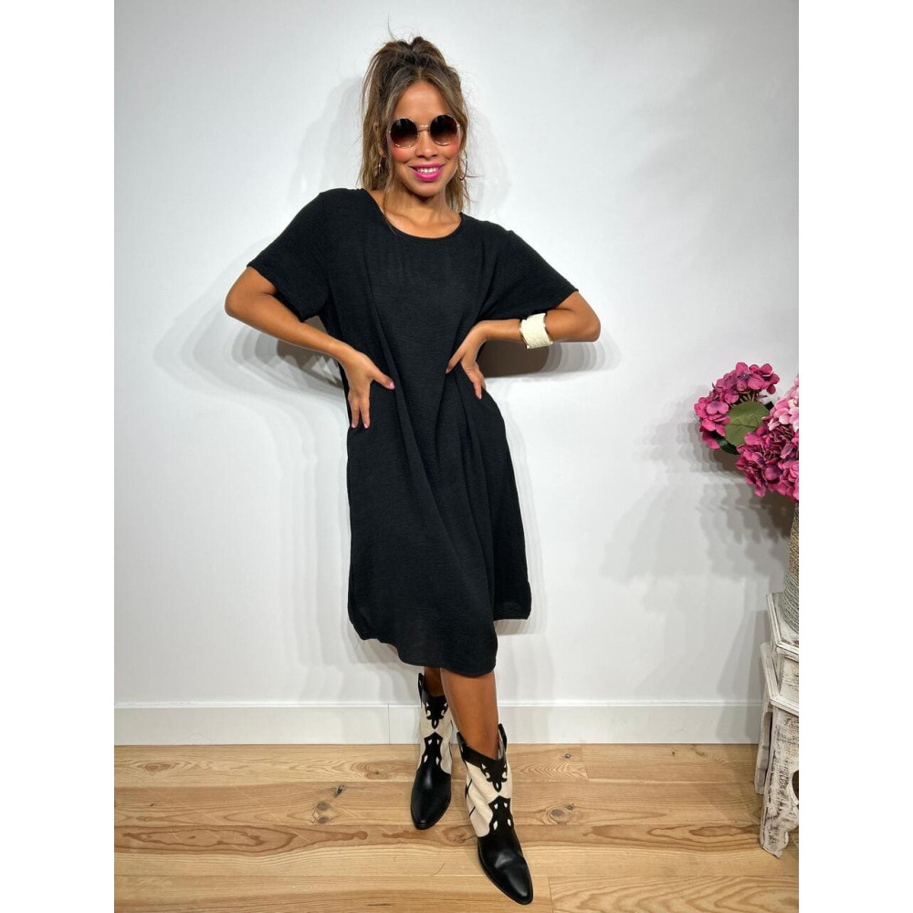 Vestido Corto Oversize MERAPHY Negro HEVE Vestido Corto Oversize MERAPHY Negro HEVE