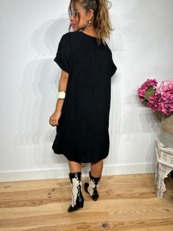 Vestido Corto Oversize MERAPHY Negro HEVE