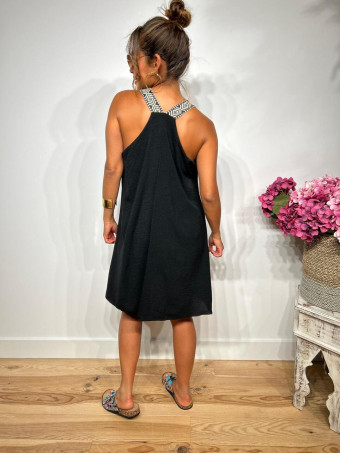 Vestido Corto Tirante Étnico NYMONAK Negro HEVE