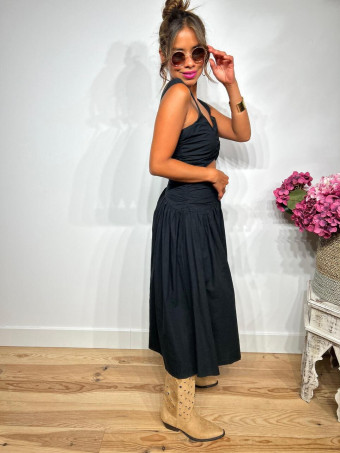 Vestido Cut Out Drapeado VOGUEL Negro HEVE