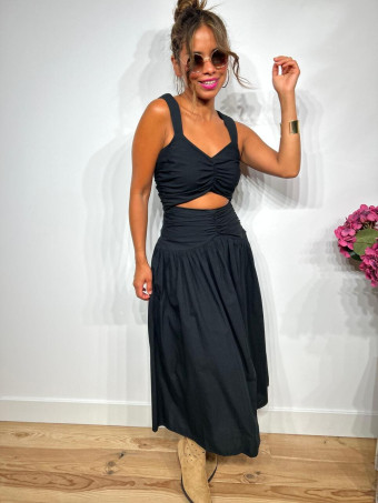 Vestido Cut Out Drapeado VOGUEL Negro HEVE