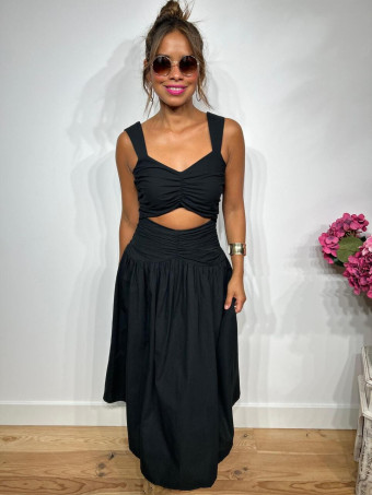 Vestido Cut Out Drapeado VOGUEL Negro HEVE