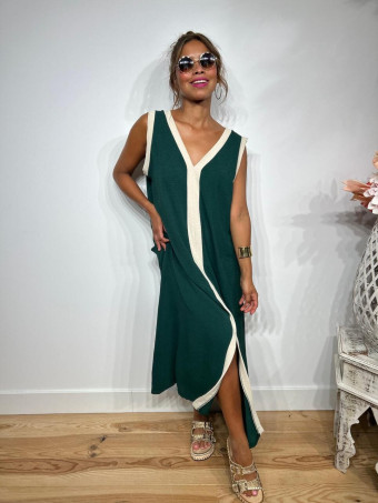 Vestido Ribetes a Contraste TANGLE Verde Pino HEVE