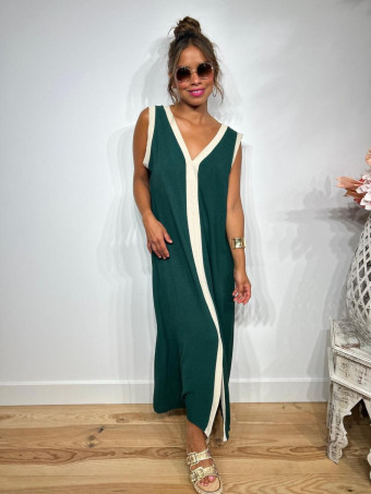 Vestido Ribetes a Contraste TANGLE Verde Pino HEVE