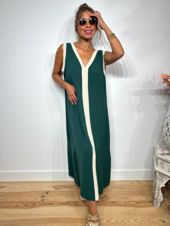 Vestido Ribetes a Contraste TANGLE Verde Pino HEVE