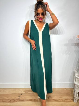 Vestido Ribetes a Contraste TANGLE Verde Pino HEVE
