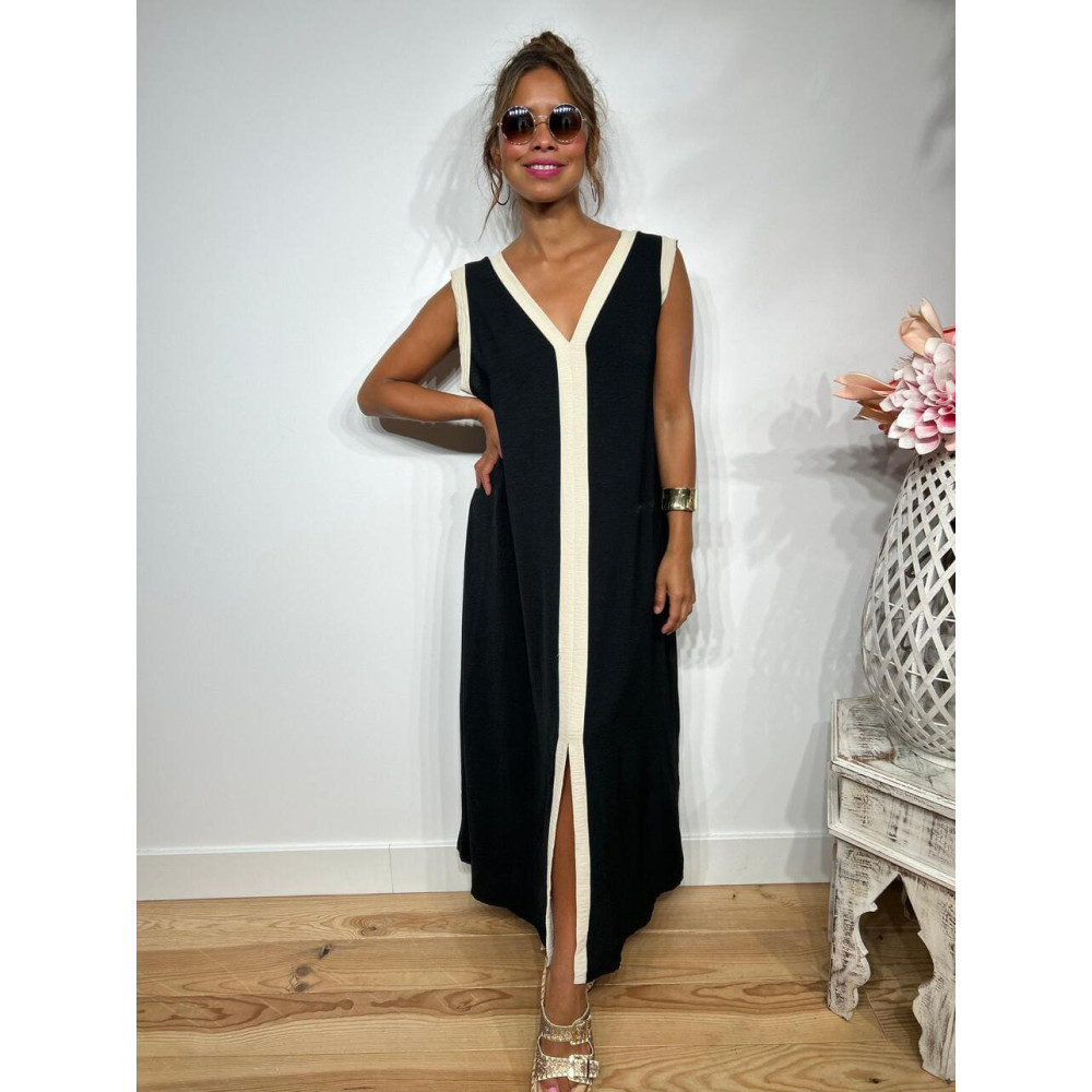 Vestido Ribetes a Contraste TANGLE Negro heve Vestido Ribetes a Contraste TANGLE Negro heve