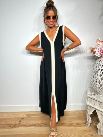 Vestido Ribetes a Contraste TANGLE Negro heve