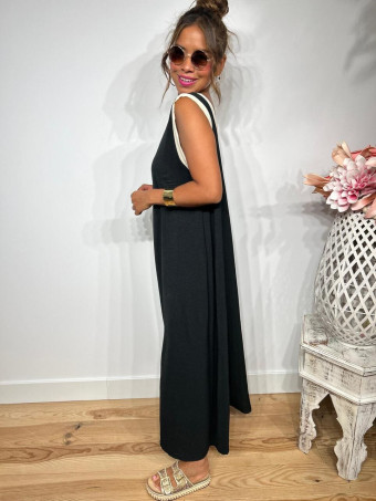 Vestido Ribetes a Contraste TANGLE Negro heve