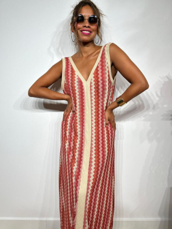 Vestido Lurex Estampado Zigzag HAYSEED Coral heve