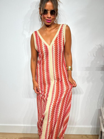 Vestido Lurex Estampado Zigzag HAYSEED Coral heve