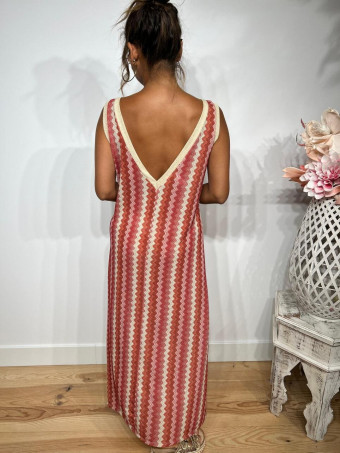 Vestido Lurex Estampado Zigzag HAYSEED Coral heve