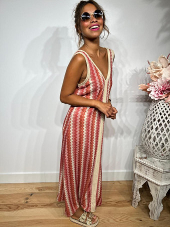 Vestido Lurex Estampado Zigzag HAYSEED Coral heve