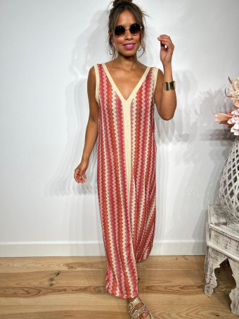 Vestido Lurex Estampado Zigzag HAYSEED Coral heve
