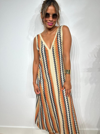 Vestido Lurex Estampado Zigzag HAYSEED Negro heve