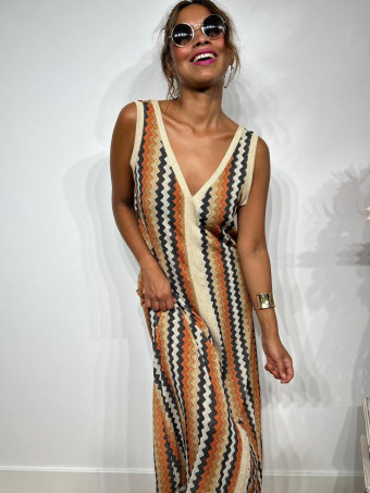 Vestido Lurex Estampado Zigzag HAYSEED Negro heve