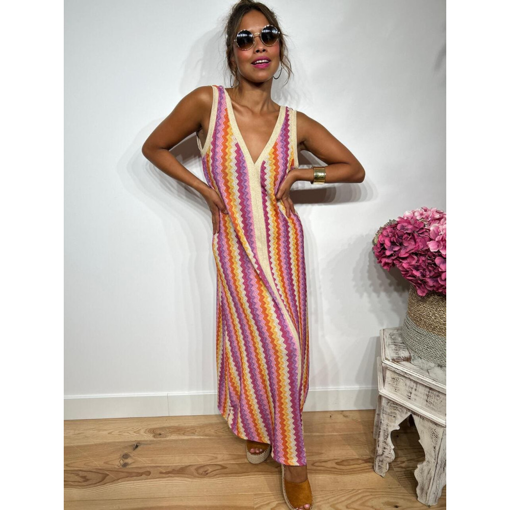 Vestido Lurex Estampado Zigzag HAYSEED Morado heve Vestido Lurex Estampado Zigzag HAYSEED Morado heve