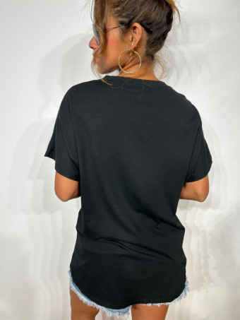Camiseta Algodón Estrella Glitter STARLETT Negro heve