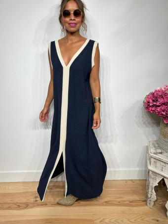 Vestido Ribetes a Contraste TANGLE Marino HEVE